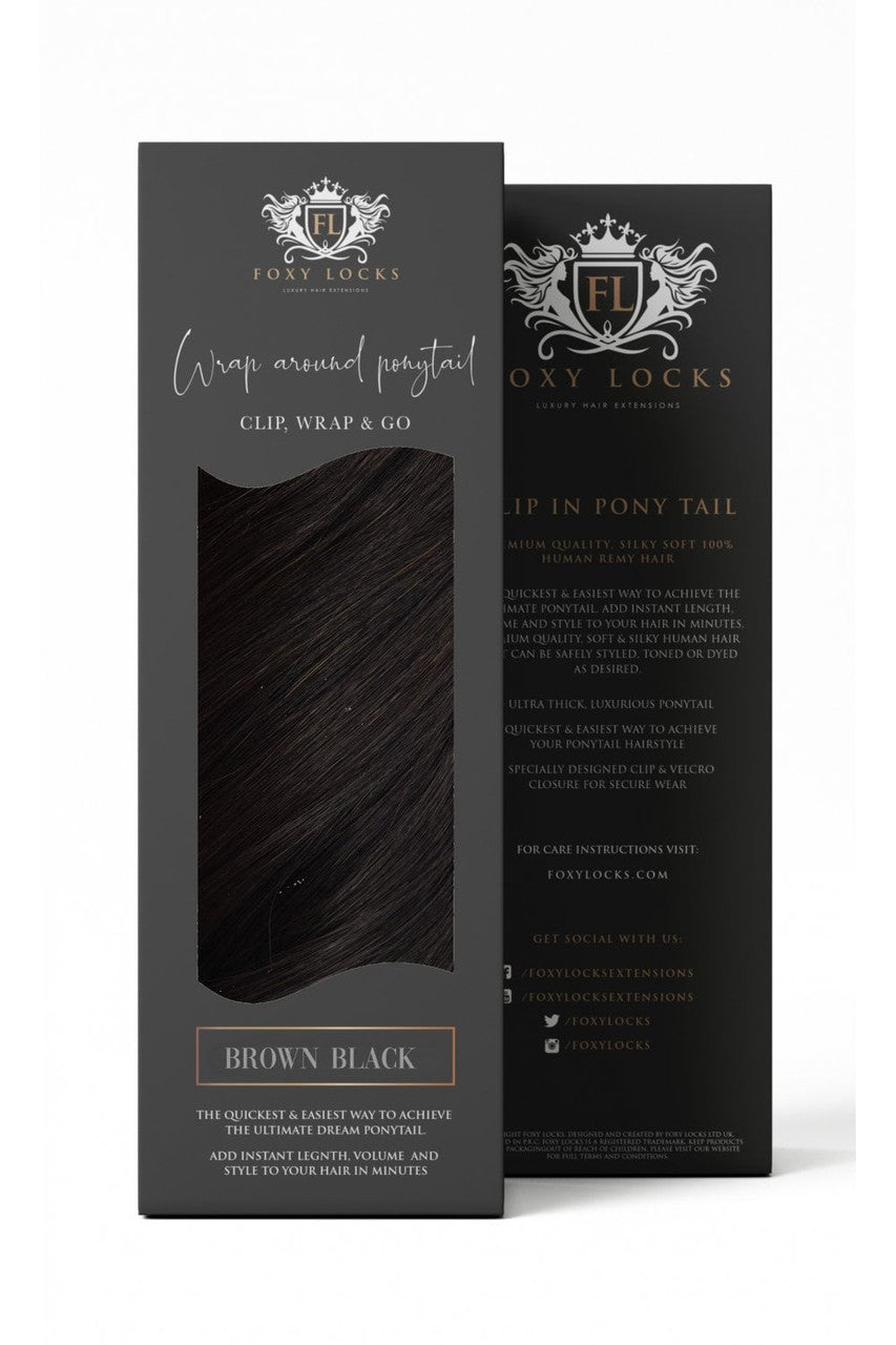 Brown Black - Wrap Ponytail Clip In Hair Extensions 12 / 16 / 22 Inch