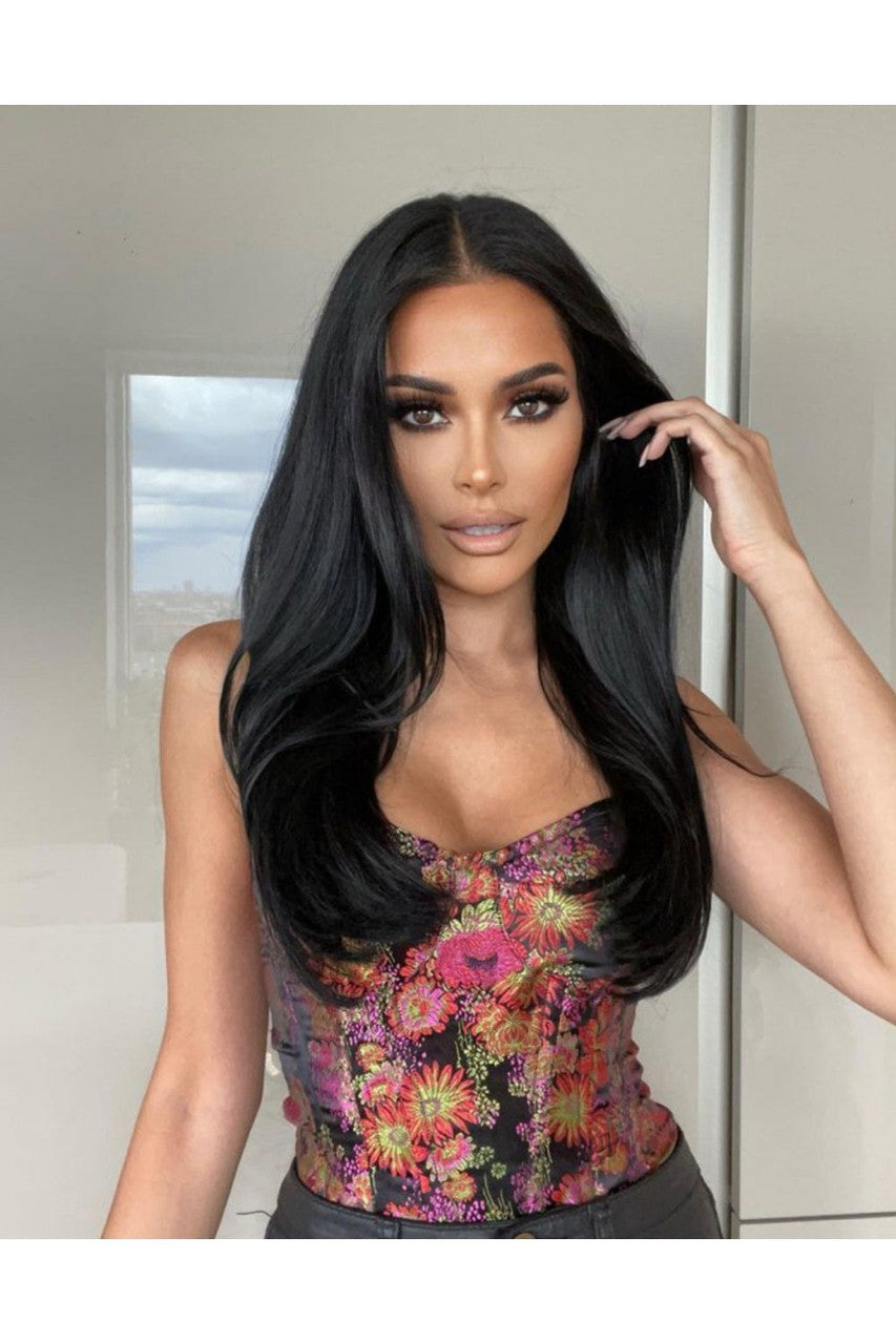 Jet Black - Double Wefted Lace Full Head Clip in Human Hair Extensions