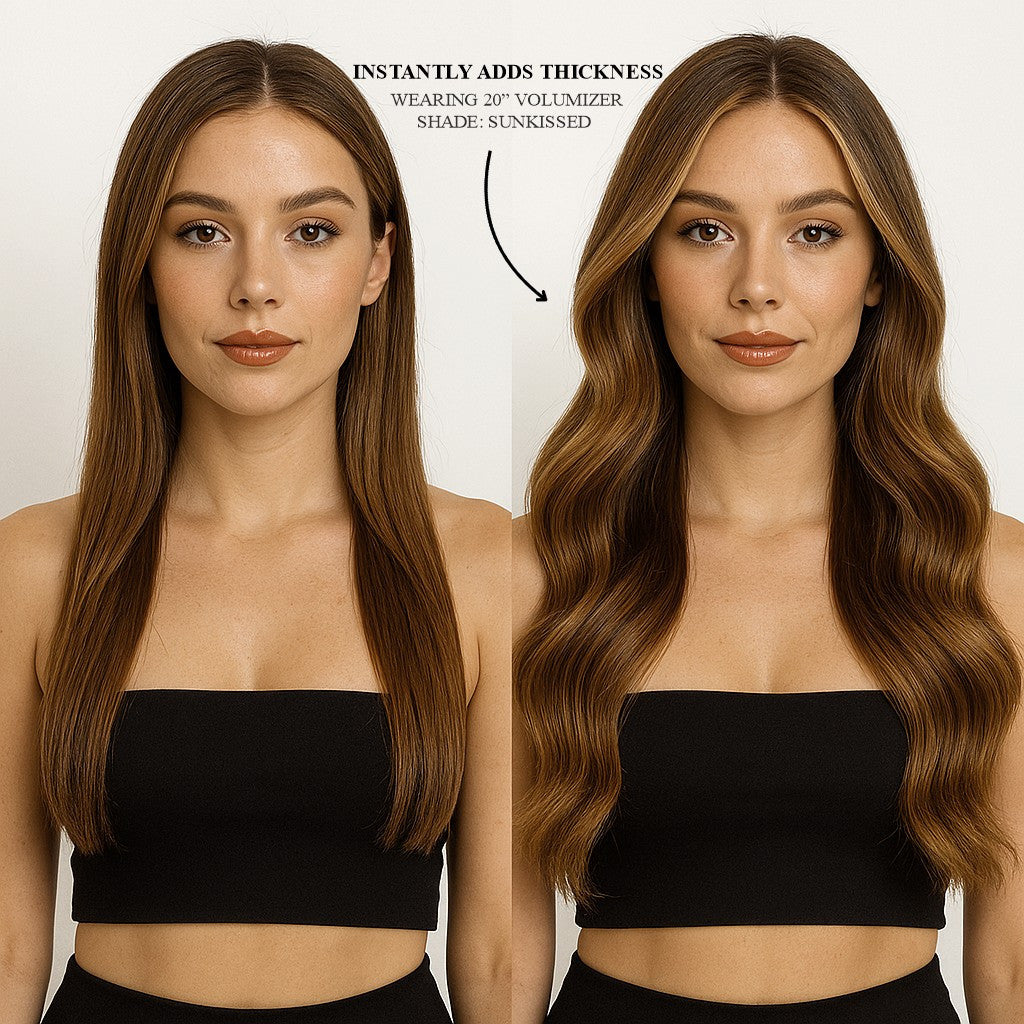 Chocolate - One Weft Volumizer Seamless Clip In Remy Human Hair Extensions | Foxy Locks