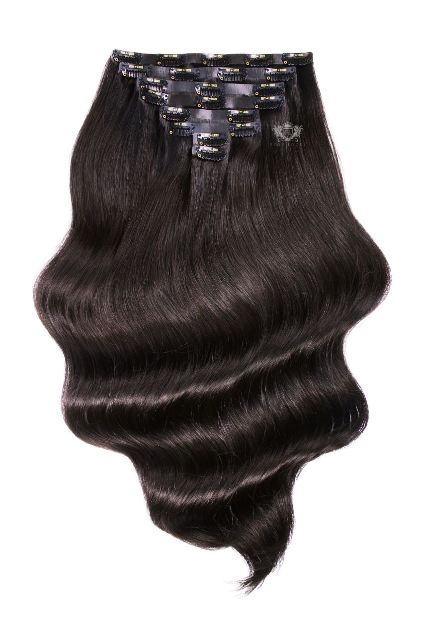 Brown Black - Invisible 20" Deluxe Clip In Remy Human Hair Extensions 200g