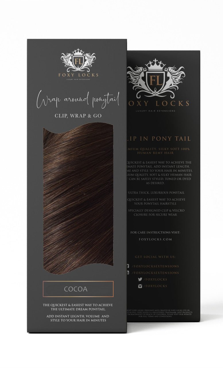 Cocoa - Wrap Ponytail Clip In Hair Extensions 12 / 16 / 22 Inch