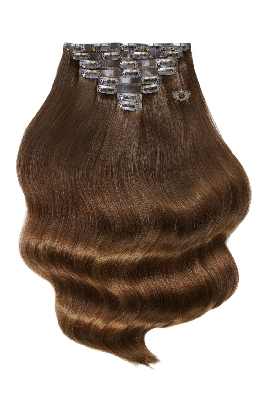Chocolate - Invisible 20" Deluxe Clip In Remy Human Hair Extensions 200g