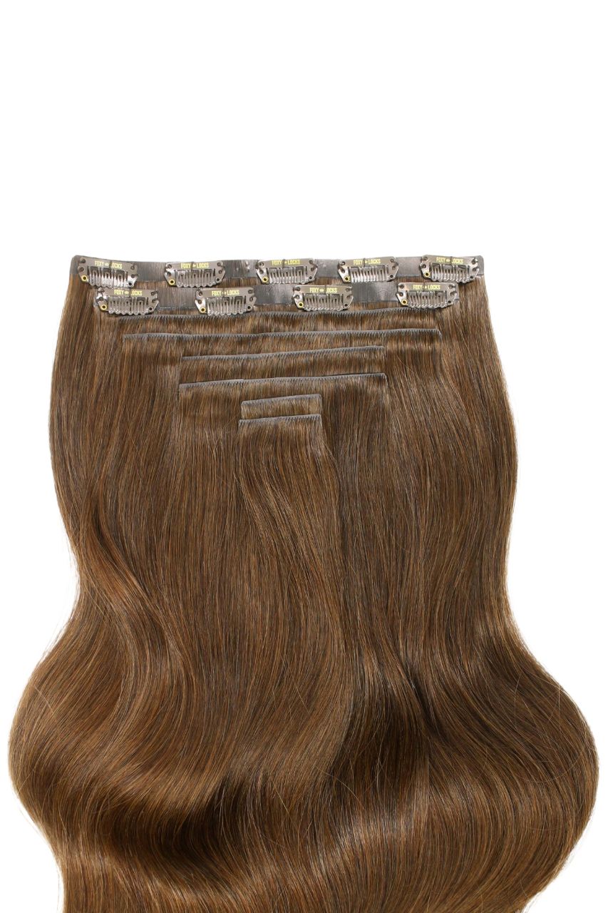 Chocolate - Invisible 20" Deluxe Clip In Remy Human Hair Extensions 200g