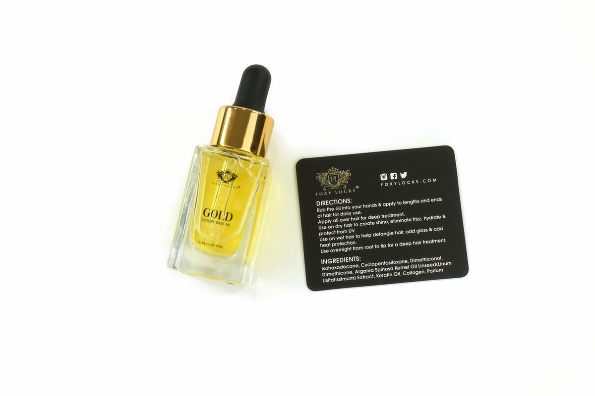 Foxy Locks Luxury GOLD Hair Oil 10ml Travel Size - infused with Argan oil | Collagen | Keratin