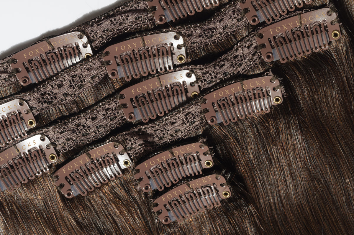Cocoa - Double Wefted Lace Full Head Clip in Human Hair Extensions