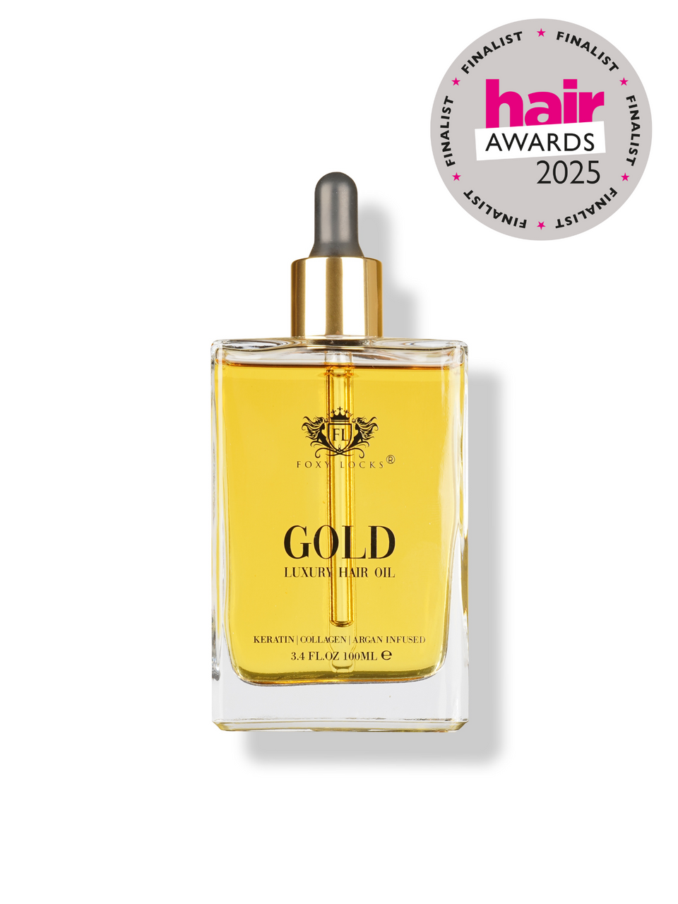 Foxy Locks Luxury GOLD Hair Oil - infused with Argan oil | Collagen | Keratin