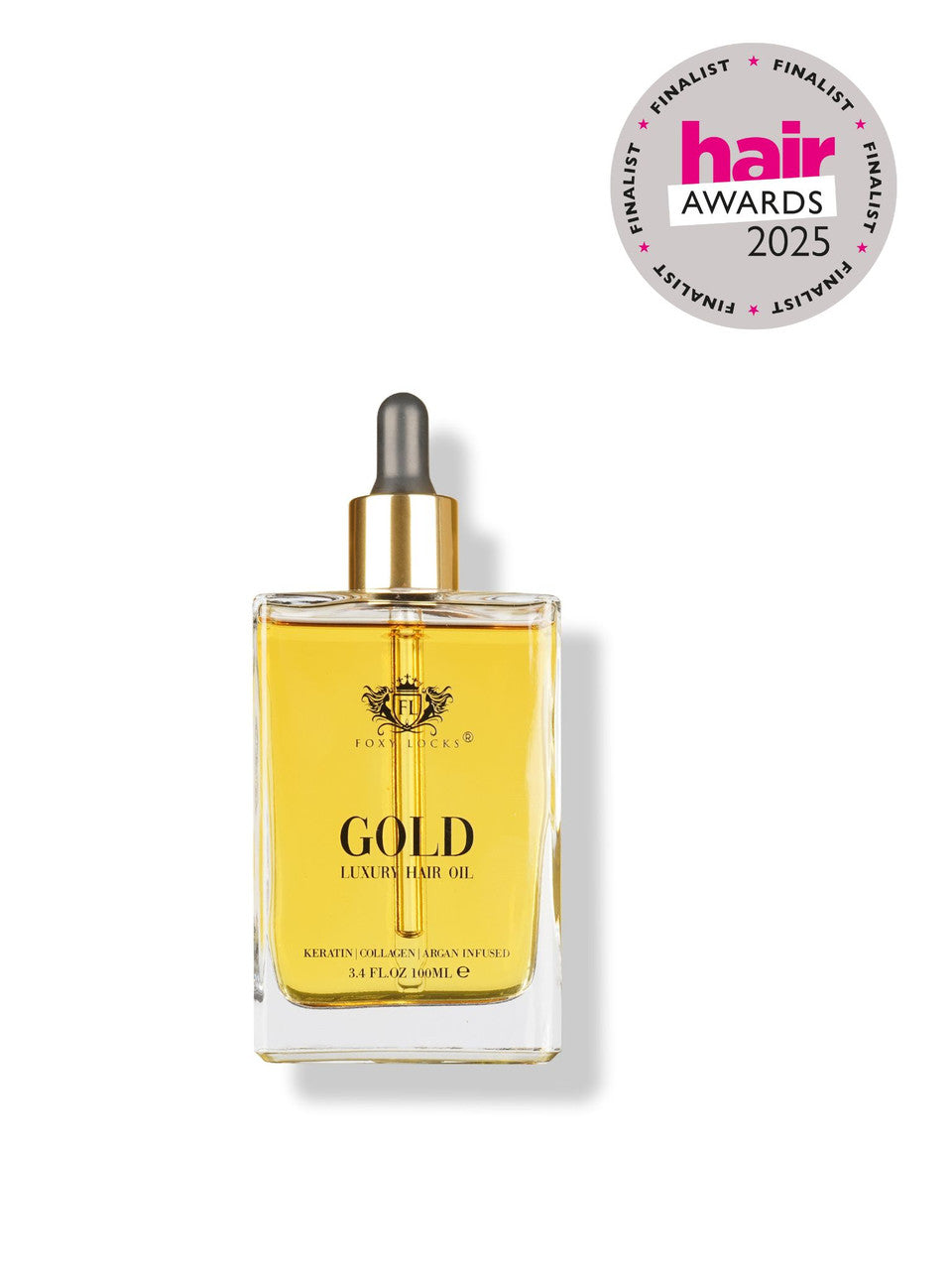 Foxy Locks Luxury GOLD Hair Oil - infused with Argan oil | Collagen | Keratin