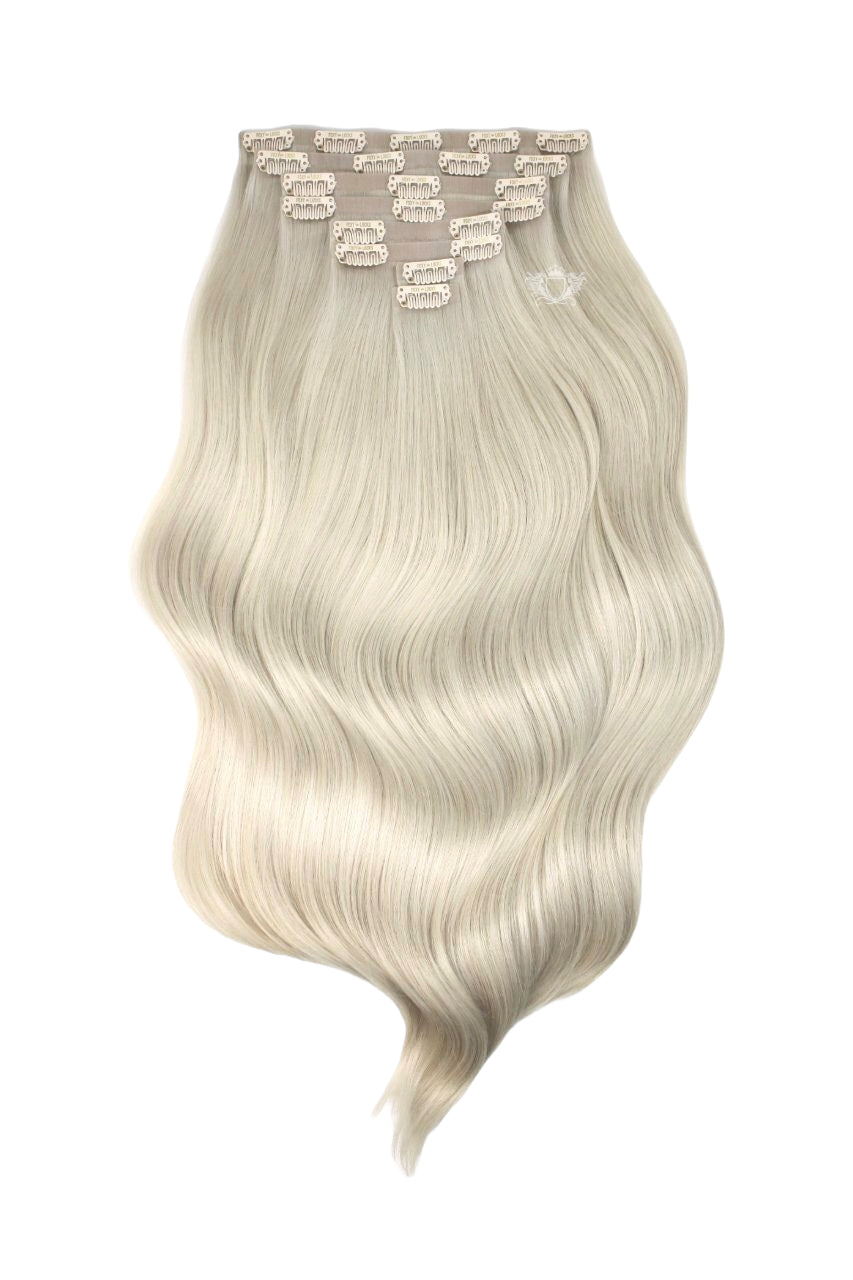 Platinum Blonde - Invisible 20" Deluxe Clip In Remy Human Hair Extensions 200g