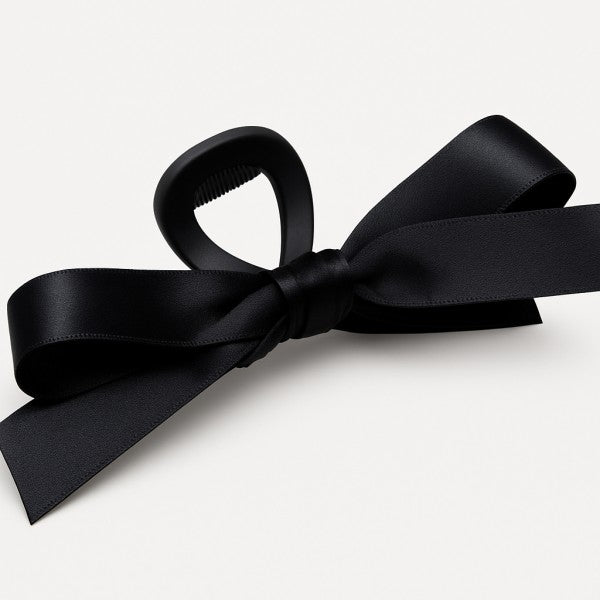 Double Bow French Twist Claw Clip – Satin Black